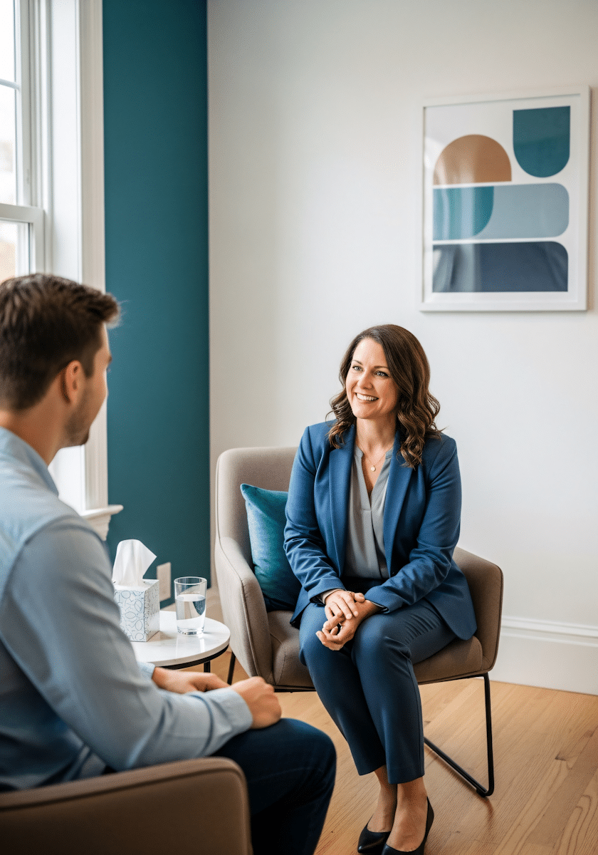 Professional HR advisory meeting between consultant and client, representing HR consultancy, leadership support and performance management for professional services firms.